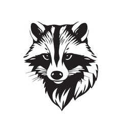 Obraz premium Raccoon silhouette on white background. Raccoon silhouette icon. Stylized Raccoon logo. Raccoon head icon.