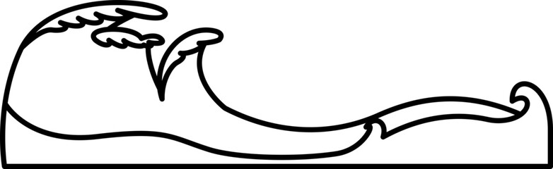 여름 바다 파도 라인아트 아이콘 벡터