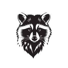 Raccoon silhouette on white background. Raccoon silhouette icon. Stylized Raccoon logo. Raccoon head icon.