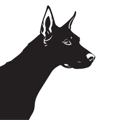 Dobermann Dog silhouette on white background. Dog silhouette icon. Stylized Dog logo. Dog silhouette vector design.