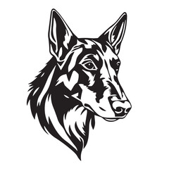 Dobermann Dog silhouette on white background. Dog silhouette icon. Stylized Dog logo. Dog silhouette vector design.