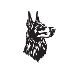 Dobermann Dog silhouette on white background. Dog silhouette icon. Stylized Dog logo. Dog silhouette vector design.