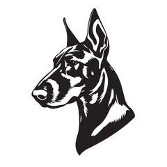 Dobermann Dog silhouette on white background. Dog silhouette icon. Stylized Dog logo. Dog silhouette vector design.