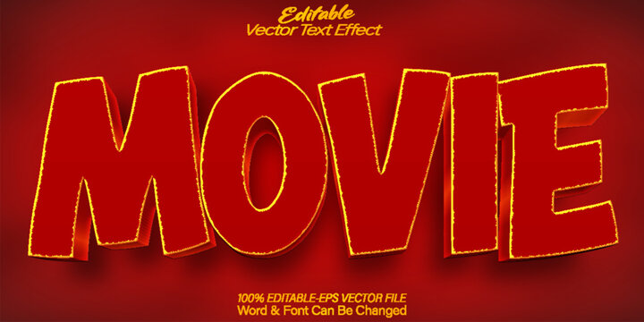 Movie Vector Text Effect Editable Alphabet Film Tv Cinema