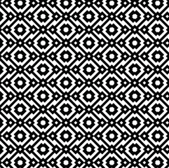 black and white background, monochrome, repeating geometric pattern, grid of interconnected diamond or rhombus shapes, concentric diamond, square or circle, pixel art or traditional weaving patterns