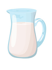 Milk in a decanter. Flat vector clipart, illustration with isolated background.