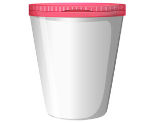 Blank White Ice Cream Tub or Food Container with Pink Lid