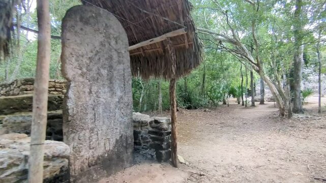 COBA ancient Mayan pyramids in the lush jungle near Tulum in Mexican Yucatan Peninsula.Mexico America