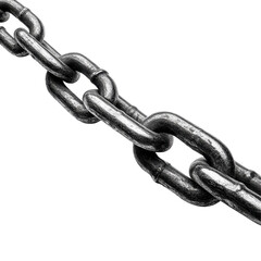 Obraz premium Strong metal chain links displayed on a Transparent background for industrial and artistic uses, Strong Metal Chain Links on PNG background