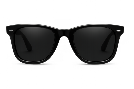 Stylish black sunglasses with dark lenses isolated on a transparent background, perfect for adding a touch of coolness to any design