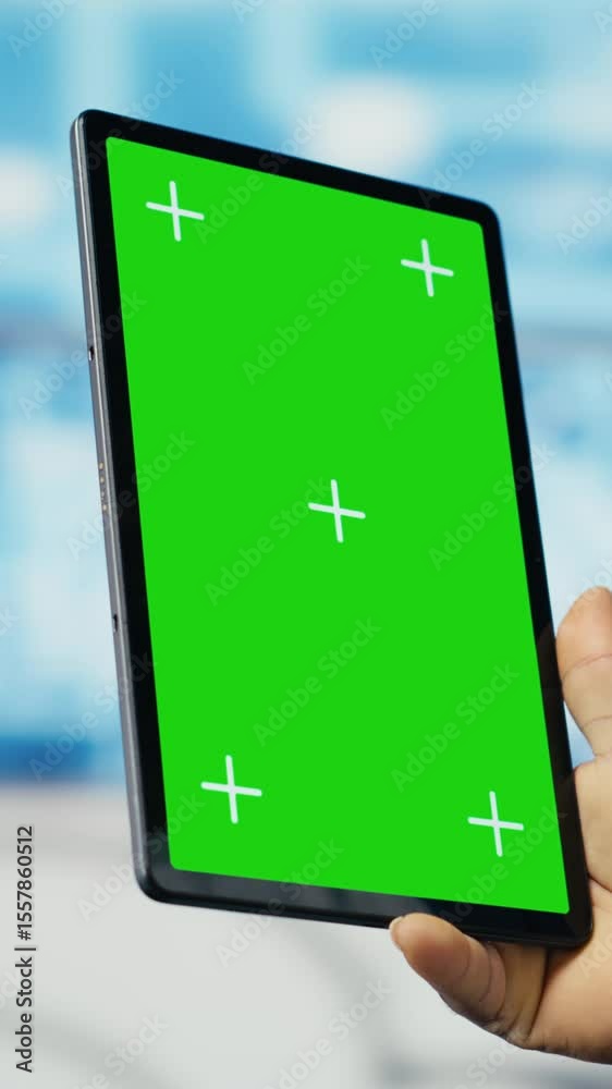 Fototapete vertical video black tech savvy programmer uses chroma key screen from innovation hub, working on di