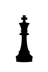 Silhouette of a king chess piece on a transparent background, symbolizing strategy and power