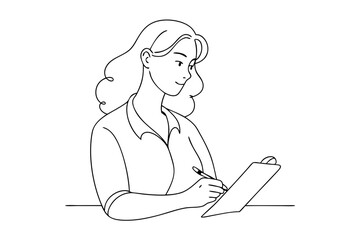 creative line art of woman jotting down notes