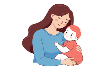 mother caressing baby tender line art drawing