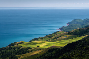 breathtaking summer landscape of lush meadows at bay of fundy showcasing beauty of nature