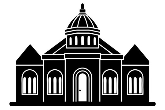 black building silhouette with dome clip art preview