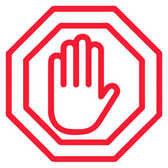 Obraz premium Stop Gesture Symbol in Red Octagonal Shape for Safety Awareness, Traffic Regulations, Education, and Social Media Content 