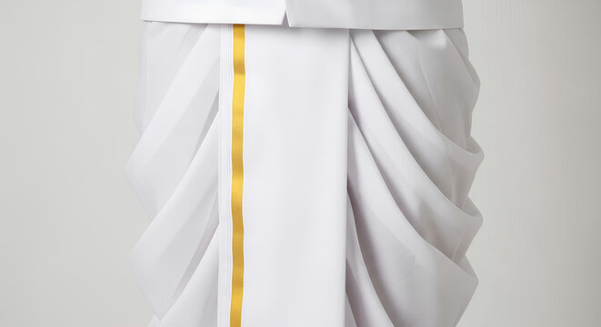 Blank dhoti fold detail worn, isolated