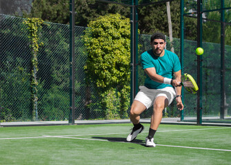 Dynamic padel action shot for fitness campaigns ads and event promotion