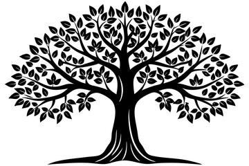 Bodhi Tree Vector Silhouette with Sacred Spiritual Roots