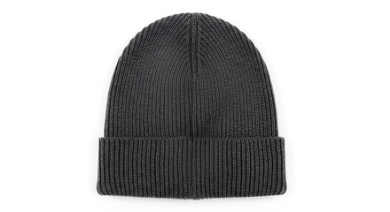 Blank ribbed winter beanie mockup, isolated front view