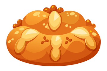 Classic Pan de Muerto Mexican Bread Bun with Bone Top Art