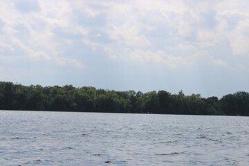 lake shoreline by the woods