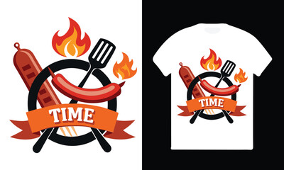 Weekend BBQ Club  Vintage T-Shirt Grill Design.