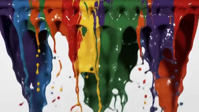Colorful melted crayons or paint streaks dripping down in artistic abstract background
