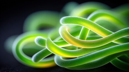 Macro Close-Up of Phosphorescent Organic Material in Vibrant Green