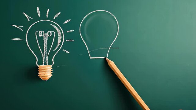 Illuminating Ideas: A creative hand sketches a glowing light bulb, alongside a half-formed one, symbolizing the birth of new ideas and innovation.