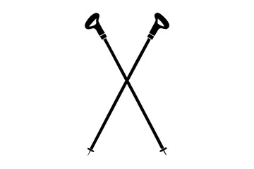 Classic Ski Poles Silhouette for Snow Sport Themed Designs