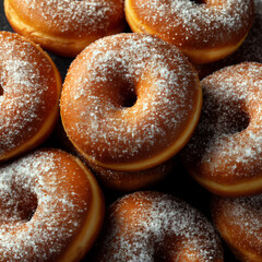 Closeup of Brown Pastries with Powdered Sugar