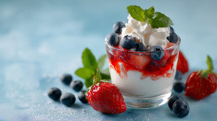Strawberry Blueberry Dessert in Glass