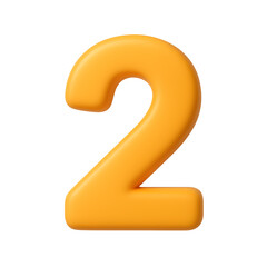 Naklejka premium Bright Orange Three Dimensional Number Two Isolated On A Black Background With Red Outline Transparent Background