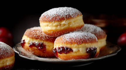 Sweet Polish P?czki Stacked on Plate