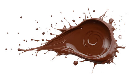 Fototapeta premium Splashing chocolate creates dynamic forms against a transparent background offering possibilities for culinary and artistic applications.