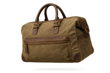 Naklejka premium Stylish vintage canvas duffel bag isolated on transparent background for travel