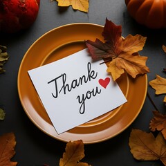 A sincere, handwritten thank you note rests beside a Thanksgiving dinner plate: Expressing gratitude for the holiday feast and warm hospitality with a personal touch.