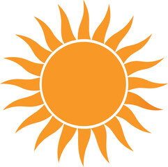 Stylized Orange Sun with Wavy Radiating Rays on Transparent Background