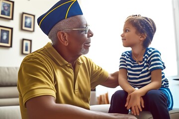 A young child learns the significance of Memorial Day from their veteran grandparent: Reflecting on service, sacrifice, and remembrance together.