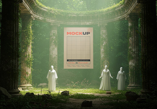 Altar Ritual Vertical Poster Frame Mockup Floating