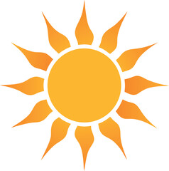 Vibrant Yellow Sun Icon with Radiating Rays