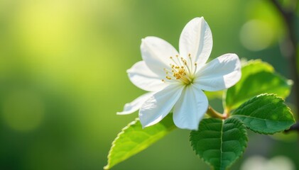 Delicate white jasmine blossoms unfurl in the spring sunlight , sunlight, spring flowers