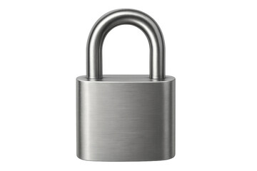 Closed metallic padlock representing data protection, privacy, and security, isolated on a transparent background