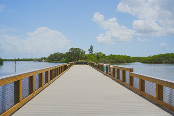 Fototapeta premium St. Petersburg, Forida, USA 06 29 2025: The landscape of Weedon Island Preserve Cultural and Natural History Center