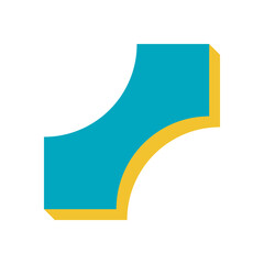 Modern abstract shape icon. Bold geometric figure element with flat design. This minimalist symbol combines curves and shadows, ideal for contemporary graphic projects and y2k aesthetics.