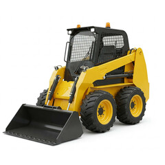 Yellow Skid Steer Loader on White Background Construction Equipment Stock Image
