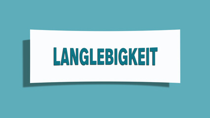 Langlebigkeit (longevity) - A card isolated on light green background.