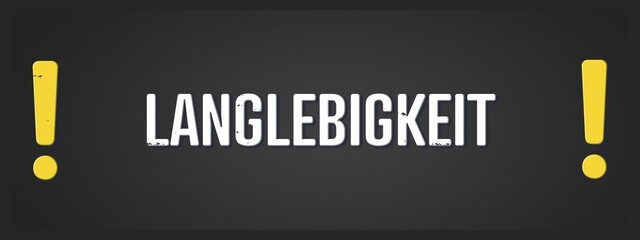 Langlebigkeit (longevity) - A blackboard illustration with white text.